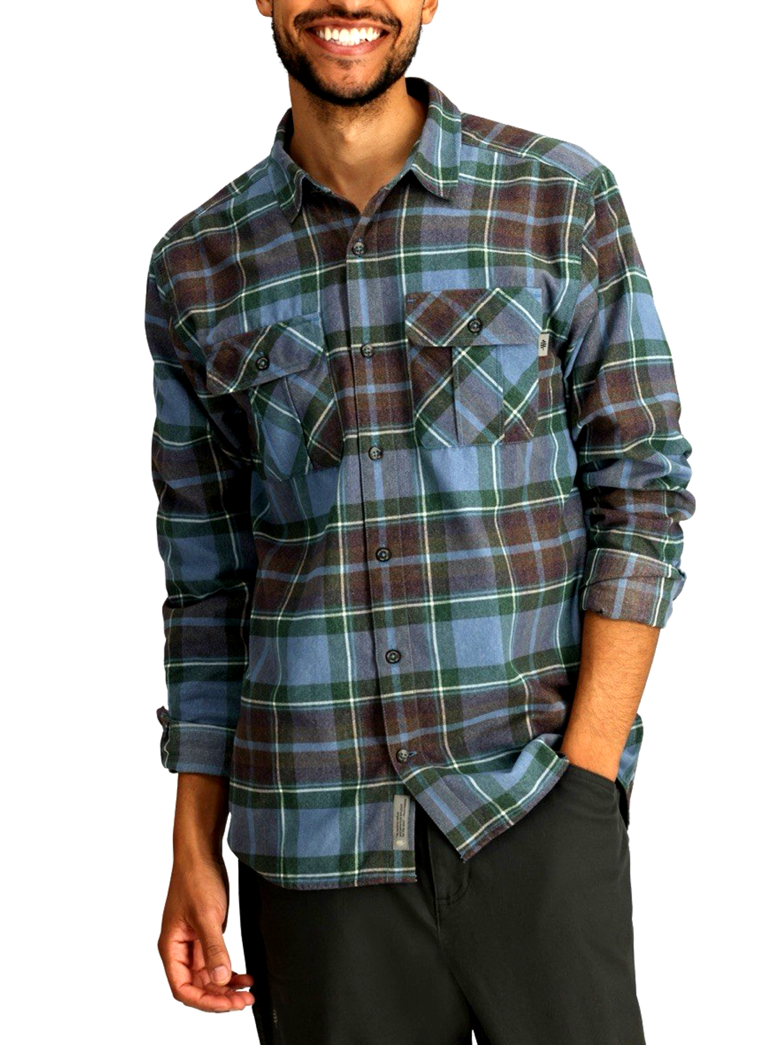 Royal Robbins Plaid Flannel Shirt Xl Standard Fit Blue Grey Long Sleeve Trails